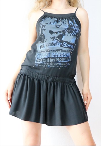 Graphic Y2k Mini Dress Casual Streetwear Style Slouchy Fit