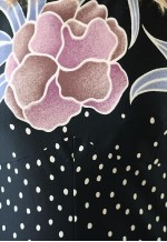 Black long maxi floral dot long sleeve vintage dress