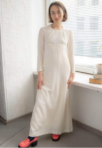 Vintage 70's Cream Maxi Long Sleeved Wedding Dress