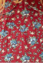 Dark red burgundy floral midi dress with peter pan collar