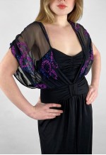John Marks 70's Black Purple Vintage Evening Maxi Dress