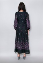 70's Vintage Annelie Couture Black Bell Sleeve Maxi Dress