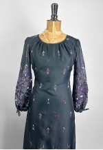 70's Vintage Annelie Couture Black Bell Sleeve Maxi Dress