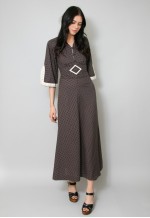 70's Vintage Brown Festival Boho Hippy Midi Dress