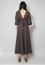 70's Vintage Brown Festival Boho Hippy Midi Dress
