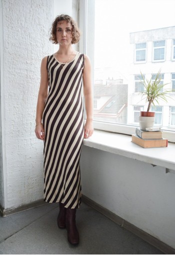 Vintage Brown/Beige Stretchy Maxi Dress