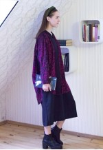 Black and purple floral two layers vintage dress