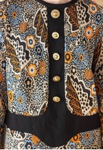 Black floral bright long sleeve dress