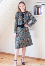 Black floral bright long sleeve dress