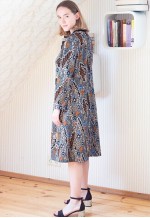 Black floral bright long sleeve dress