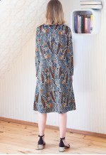 Black floral bright long sleeve dress