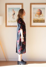 Black short sleeve floral dress