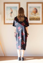 Black short sleeve floral dress