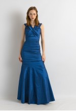 Evening Dress 90s Evening Maxi Blue Floor Prom Dress 7269