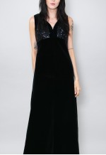 Special Offer 70's Vintage Vera Mont Black Vintage Sequin Maxi Dress