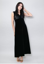Special Offer 70's Vintage Vera Mont Black Vintage Sequin Maxi Dress