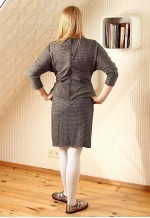 Brown and black checked knitted peplum dress