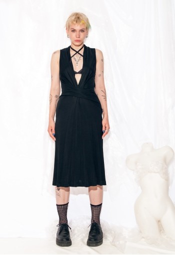 Vintage Y2K Evening Dress in Ruched Black