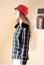 Black and white checked wool aviator jacket