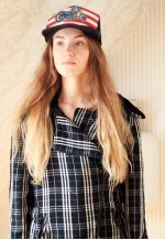Black and white checked wool aviator jacket