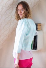 40% New Light blue and white striped short jacket