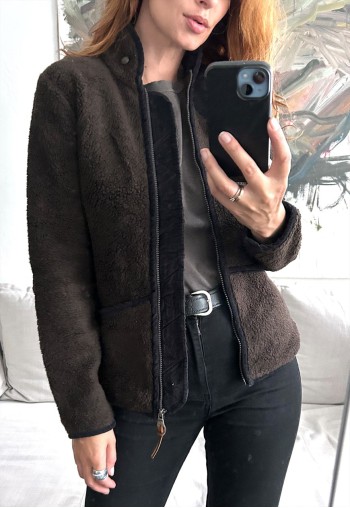fleece Brown Zip Jacket - Small