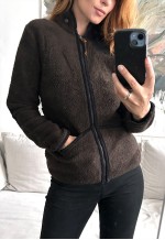 fleece Brown Zip Jacket - Small