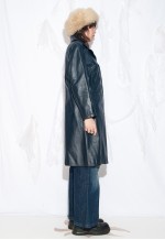 Vintage 70s Leather Trench Coat in Blue