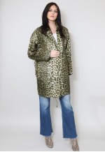 Vintage 80's Animal Print Mac Parka Trenchcoat Black Brown