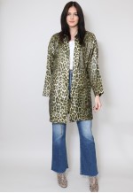 Vintage 80's Animal Print Mac Parka Trenchcoat Black Brown