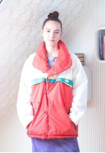 Bright red and white vintage padded jacket