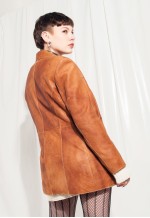 Vintage Leather Jacket Y2K Soft Suede Blazer Coat in Brown