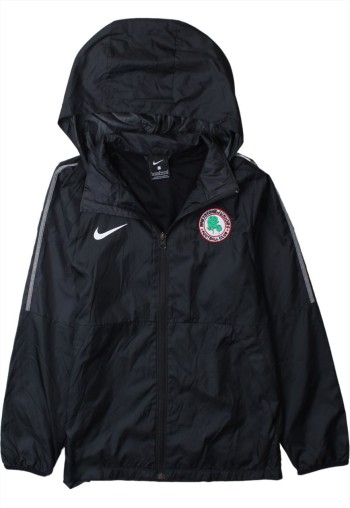 Vintage 90's Windbreaker Hooded Swoosh Black Large