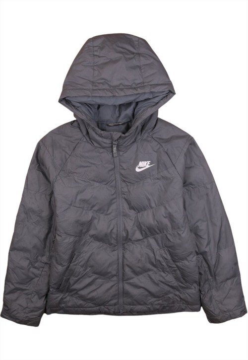90's Swoosh Hooded Puffer Jacket Medium Grey