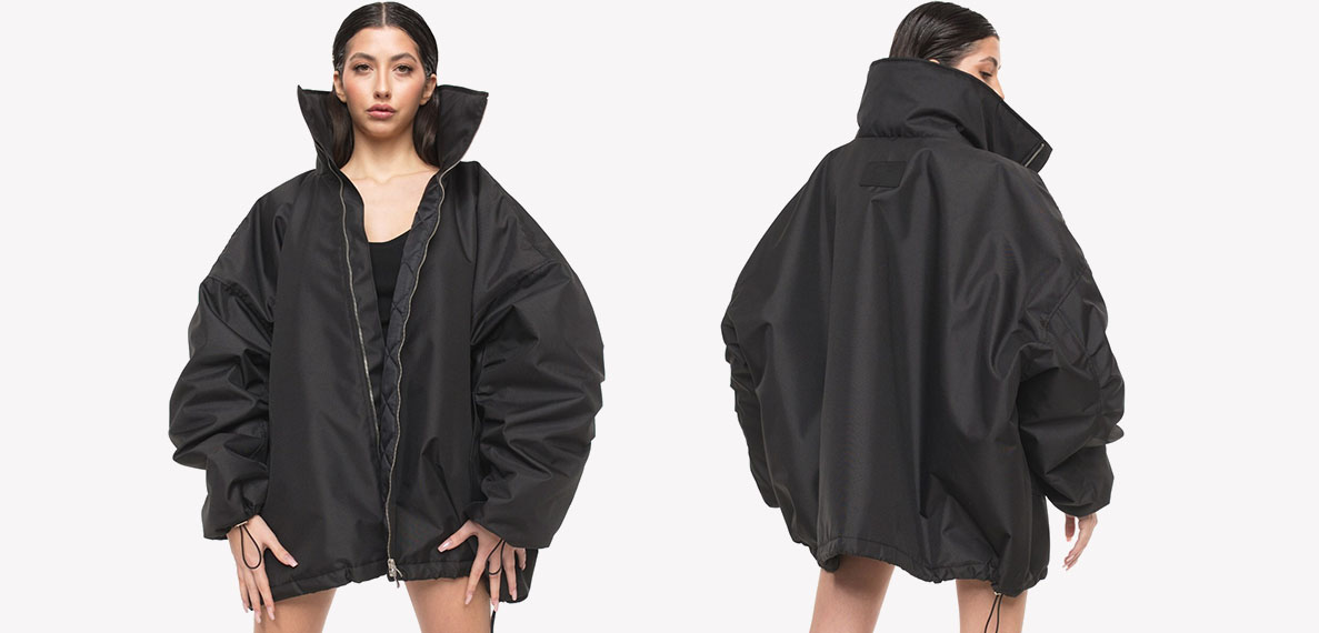 Oversize bomber jacket in black